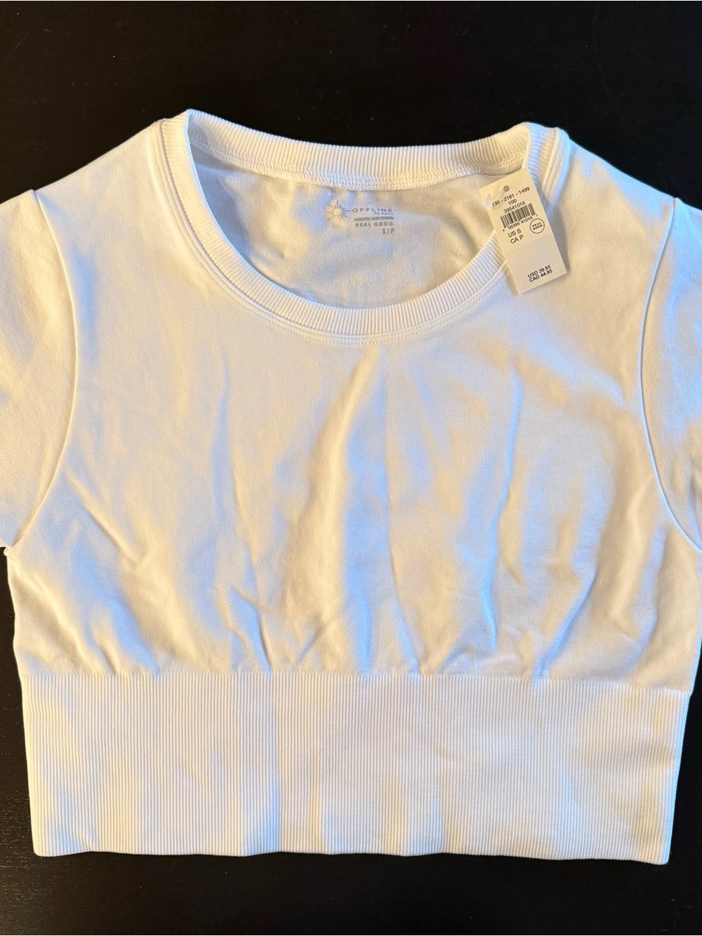 aerie White Ribbed-Hem Cropped Tee